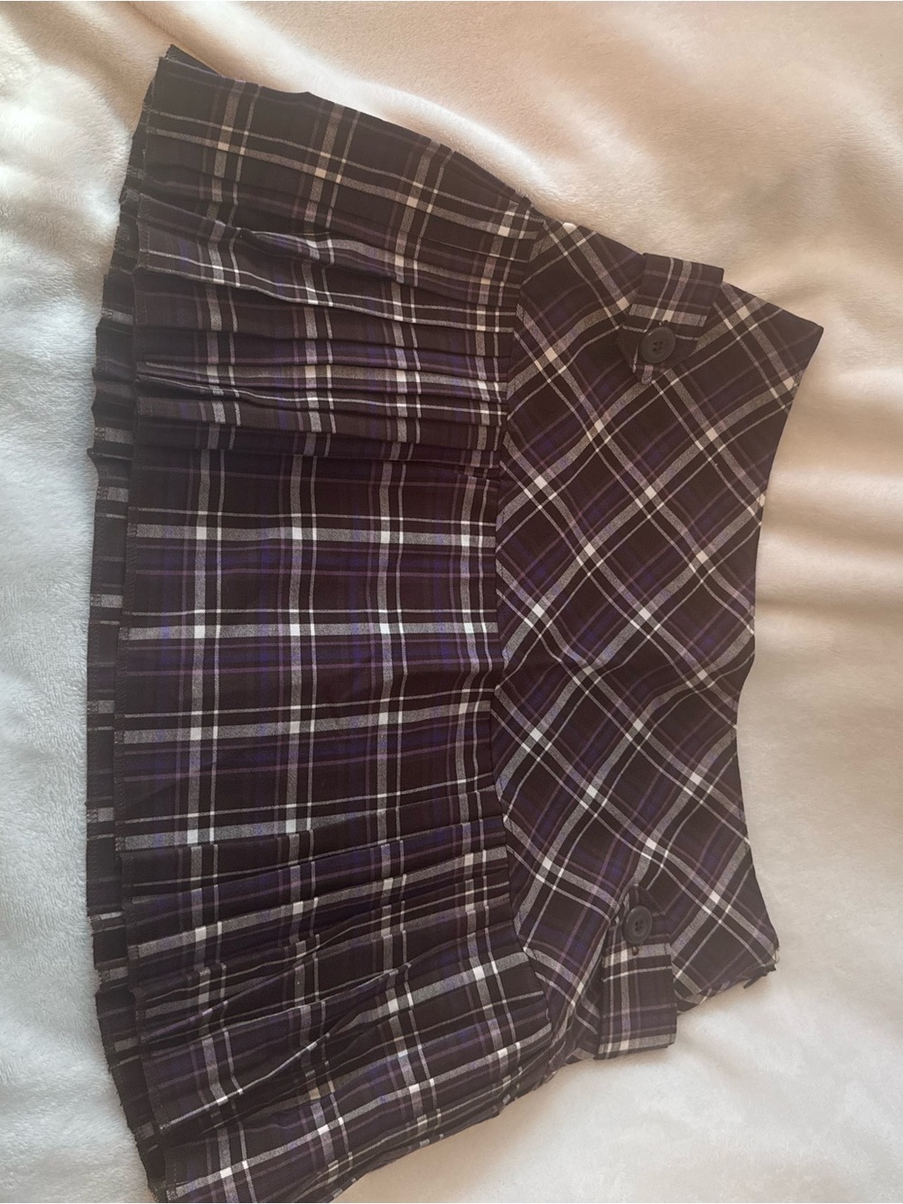 No Boundaries Black and Purple Plaid Pleated Mini Skirt